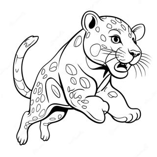 Jaguar Mascot Jumping Coloring Page 24415-22436