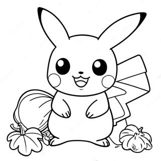 Pikachu With Thanksgiving Turkey Coloring Page 24455-22465