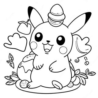 Pikachu With Thanksgiving Turkey Coloring Page 24455-22466