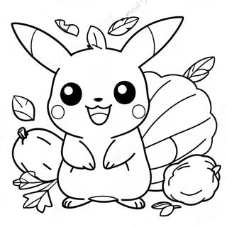 Pikachu With Thanksgiving Turkey Coloring Page 24455-22467