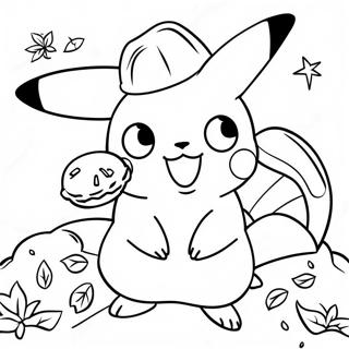 Pikachu With Thanksgiving Turkey Coloring Page 24455-22468