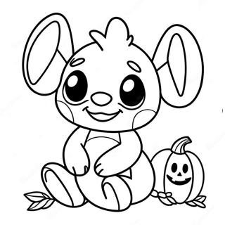 Cute Halloween Stitch With Pumpkin Coloring Page 2453-1997