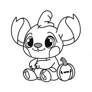 Cute Halloween Stitch With Pumpkin Coloring Page 2453-1999