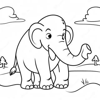 Cute Woolly Mammoth In A Snowy Landscape Coloring Page 24696-22649