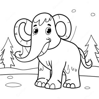 Cute Woolly Mammoth In A Snowy Landscape Coloring Page 24696-22650