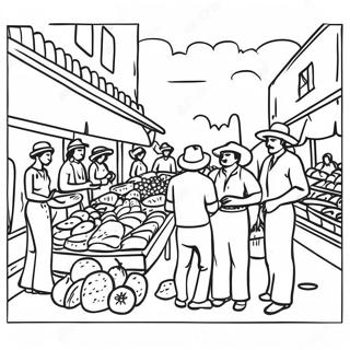 Traditional Guatemalan Market Scene Coloring Page 24736-22681