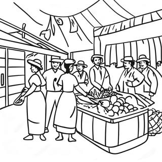 Traditional Guatemalan Market Scene Coloring Page 24736-22683