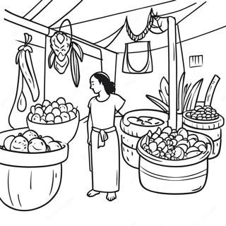 Traditional Guatemalan Market Scene Coloring Page 24736-22684