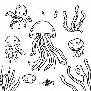 Colorful Seaweed Underwater Scene Coloring Page 24776-22714