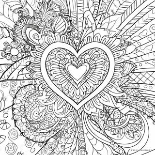 Psychedelic Heart Mandala Coloring Page 24786-22723