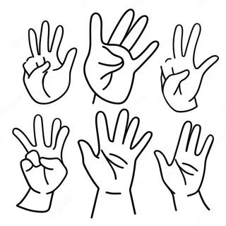 Colorful Sign Language Hand Shapes Coloring Page 24796-22732