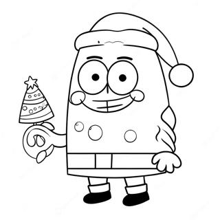 Spongebob With Santa Hat Coloring Page 2483-2023