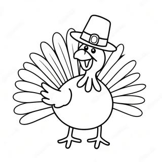 Happy Turkey With A Hat Coloring Page 24886-22801