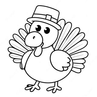 Happy Turkey With A Hat Coloring Page 24886-22802