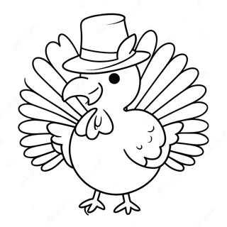 Happy Turkey With A Hat Coloring Page 24886-22803