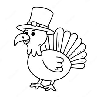 Happy Turkey With A Hat Coloring Page 24886-22804