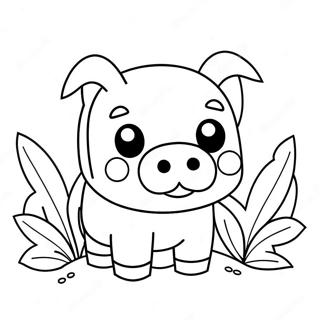 Cute Minecraft Pig With Flowers Coloring Page 24956-22857