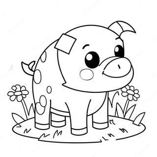 Cute Minecraft Pig With Flowers Coloring Page 24956-22859