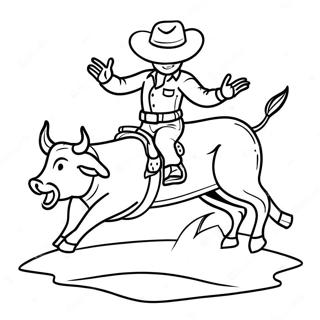 Exciting Bull Rider In Action Coloring Page 24976-22873