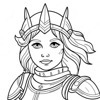 Brave Girl In Armor Coloring Page 24986-22882