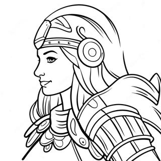 Brave Girl In Armor Coloring Page 24986-22883