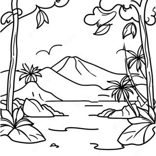 Costa Rica Nature Scene Coloring Page 25045-22927