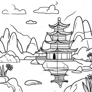 Beautiful Asian Landscape Coloring Page 25086-22961