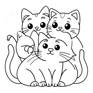 Cute Cat With Adorable Kittens Coloring Page 25125-22990