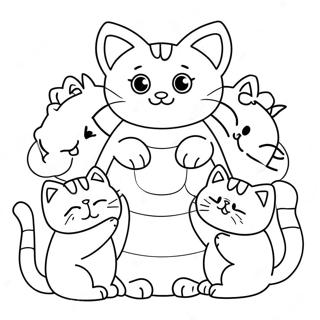 Cute Cat With Adorable Kittens Coloring Page 25125-22991