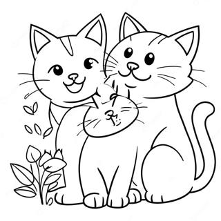 Playful Kittens With Their Mother Cat Coloring Page 25126-22993