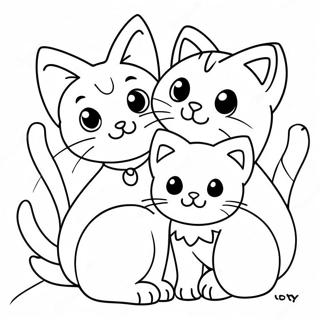 Playful Kittens With Their Mother Cat Coloring Page 25126-22994