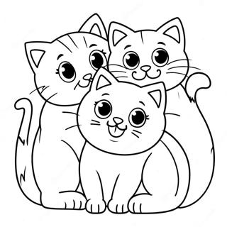 Playful Kittens With Their Mother Cat Coloring Page 25126-22996