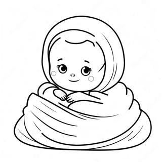 Cute Newborn Baby In Blanket Coloring Page 25156-23019