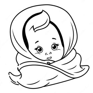 Cute Newborn Baby In Blanket Coloring Page 25156-23020