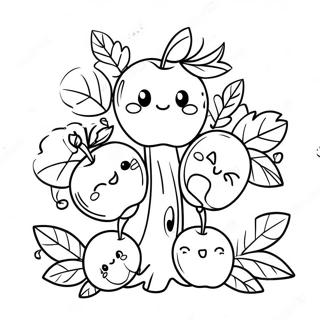 Cute Apple Tree With Smiling Apples Coloring Page 25206-23057