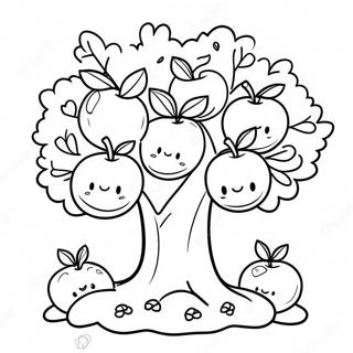 Cute Apple Tree With Smiling Apples Coloring Page 25206-23058