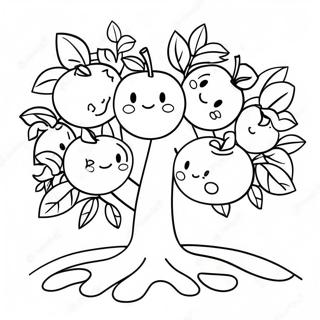 Cute Apple Tree With Smiling Apples Coloring Page 25206-23059