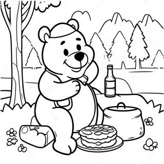 Yogi Bear Picnic Scene Coloring Page 25216-23068