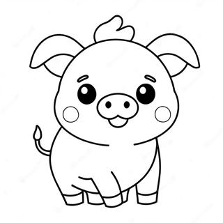 Kawaii Cute Pig Coloring Page 25295-23126