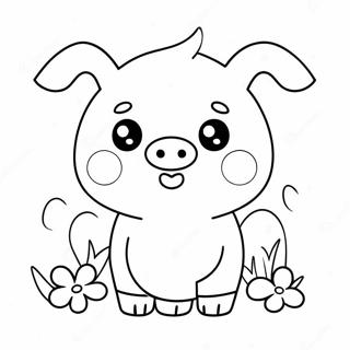 Kawaii Cute Pig Coloring Page 25295-23127