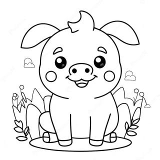 Kawaii Cute Pig Coloring Page 25295-23128