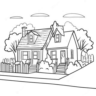 Charming Neighborhood Scene Coloring Page 25356-23179