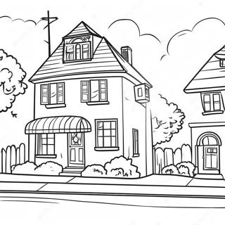 Charming Neighborhood Scene Coloring Page 25356-23180