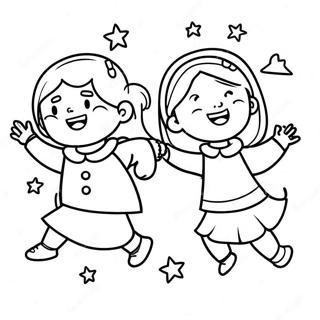 Joyful Kids Playing Coloring Page 25376-23193