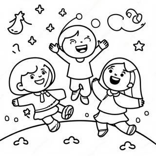 Joyful Kids Playing Coloring Page 25376-23194