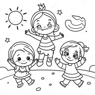 Joyful Kids Playing Coloring Page 25376-23381