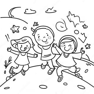 Joyful Kids Playing Coloring Page 25376-23382