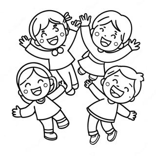 Joyful Kids Playing Coloring Page 25376-23383