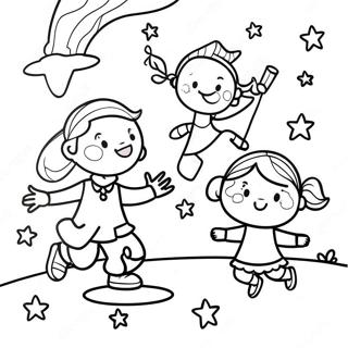 Joyful Kids Playing Coloring Page 25376-23384