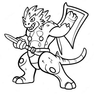 Ferocious Monster Hunter In Action Coloring Page 25456-23257